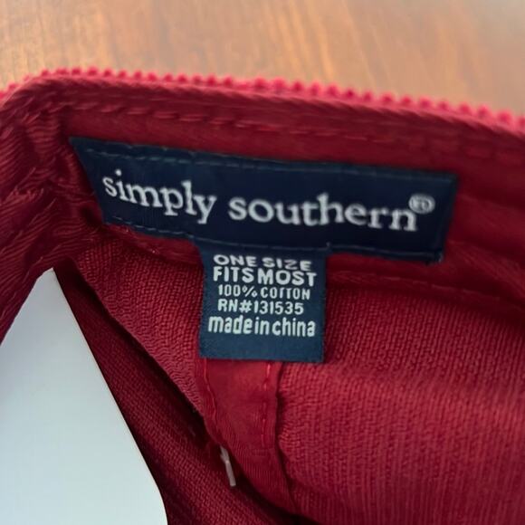 Simply Southern Dark Red Corduroy Dog Appliqué Baseball Cap Hat NWT - Picture 5 of 7